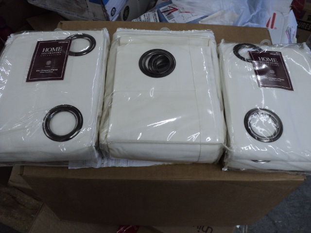 lot 268 image: 3 84 white grommet drapery panels...