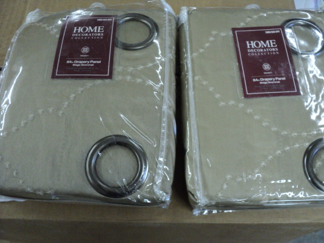 lot 271 image: 2 84 beige grommet drapery panels...