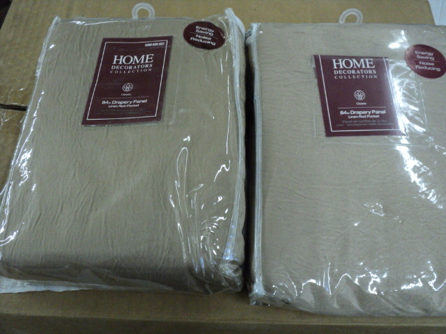 lot 282 image: 2 84 Linen Rod Pocket drapery pane...