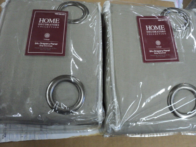 lot 284 image: 2 84 Grey grommet drapery panels...