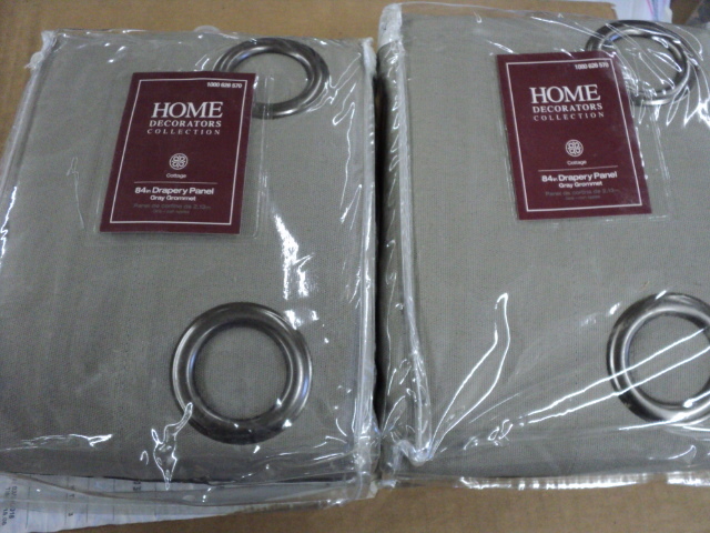 lot 285 image: 2 84 Grey grommet drapery panels...