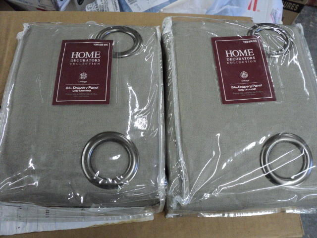 lot 286 image: 2 84 Grey grommet drapery panels...