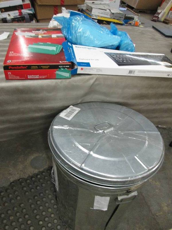 Metal Trash Can with Cover- dented,...