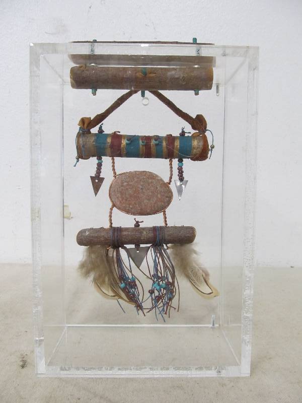 lot 31 image: Hand Made Native American Artwork in Custom Acrylic Display Case