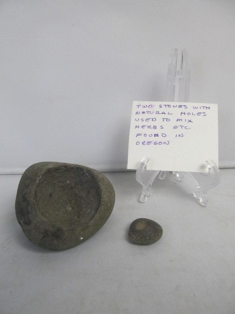 lot 85 image: 2 Early Native MedicineHerb Mixing Stones