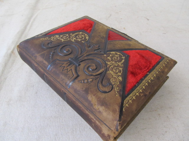 lot 136 image: Wonderful Antique Victorian Photo Album wPhotos & Original Stand
