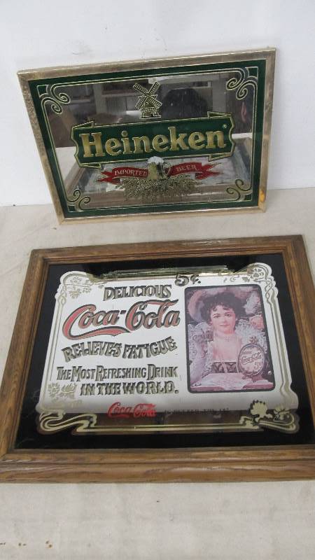 lot 145 image: Vintage Heineken & Coca Cola Advertising SignMirrors