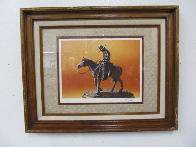 lot 162 image: Signed & Numbered Cowboy Statue Photo Print