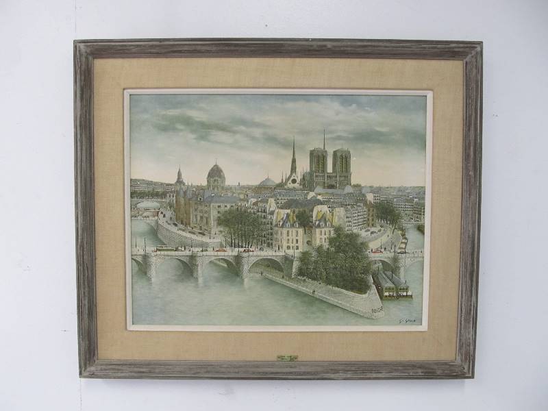 lot 191 image: Vintage Highly Detailed Framed Print of Paris Island