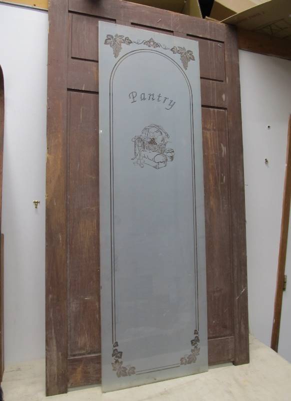 lot 119 image: Vintage Frosted Glass PANTRY Door Window