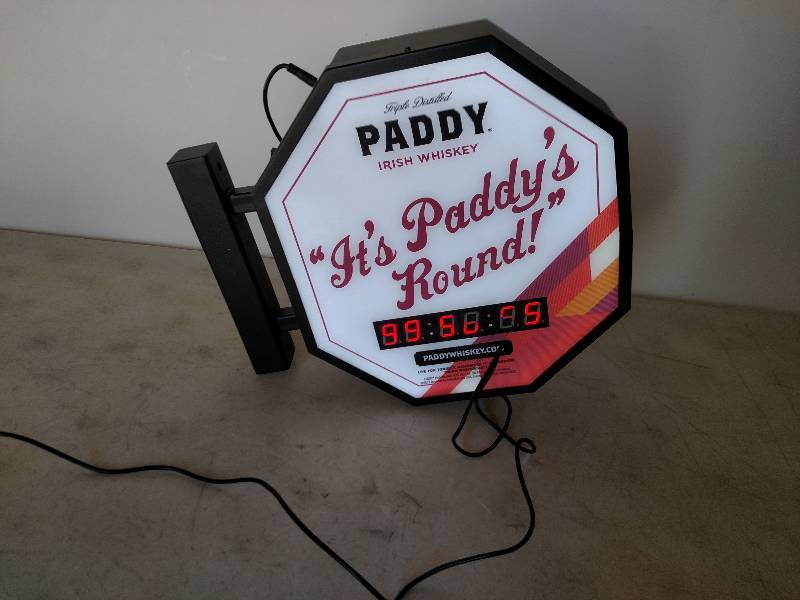 lot 51 image: Paddy Irish Whiskey 2-Sided Lighted...