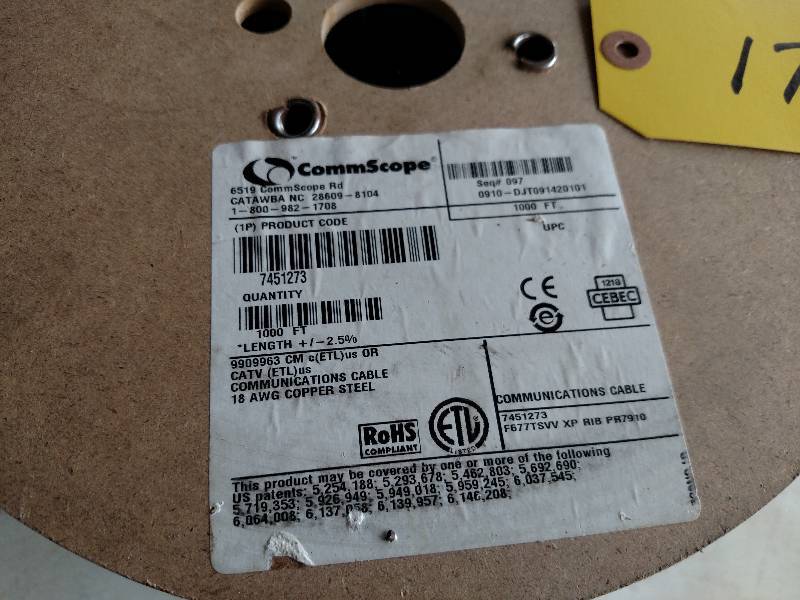 lot 178 image: Comm Scope CATV Cable, 18 awg...