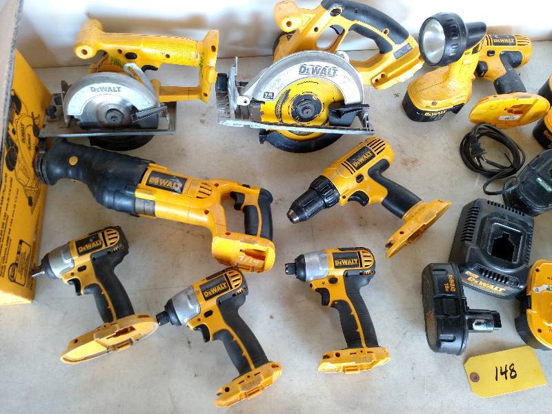 lot 148 image: Asstd Dewalt 18 Volt Cordless Tool...