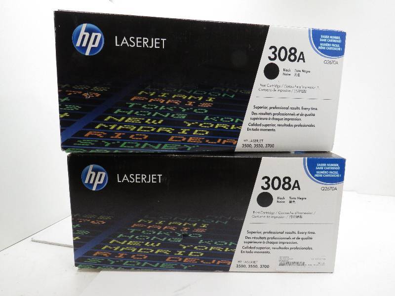 lot 34 image: LOT OF 2 HP LASERJET TONER 308A