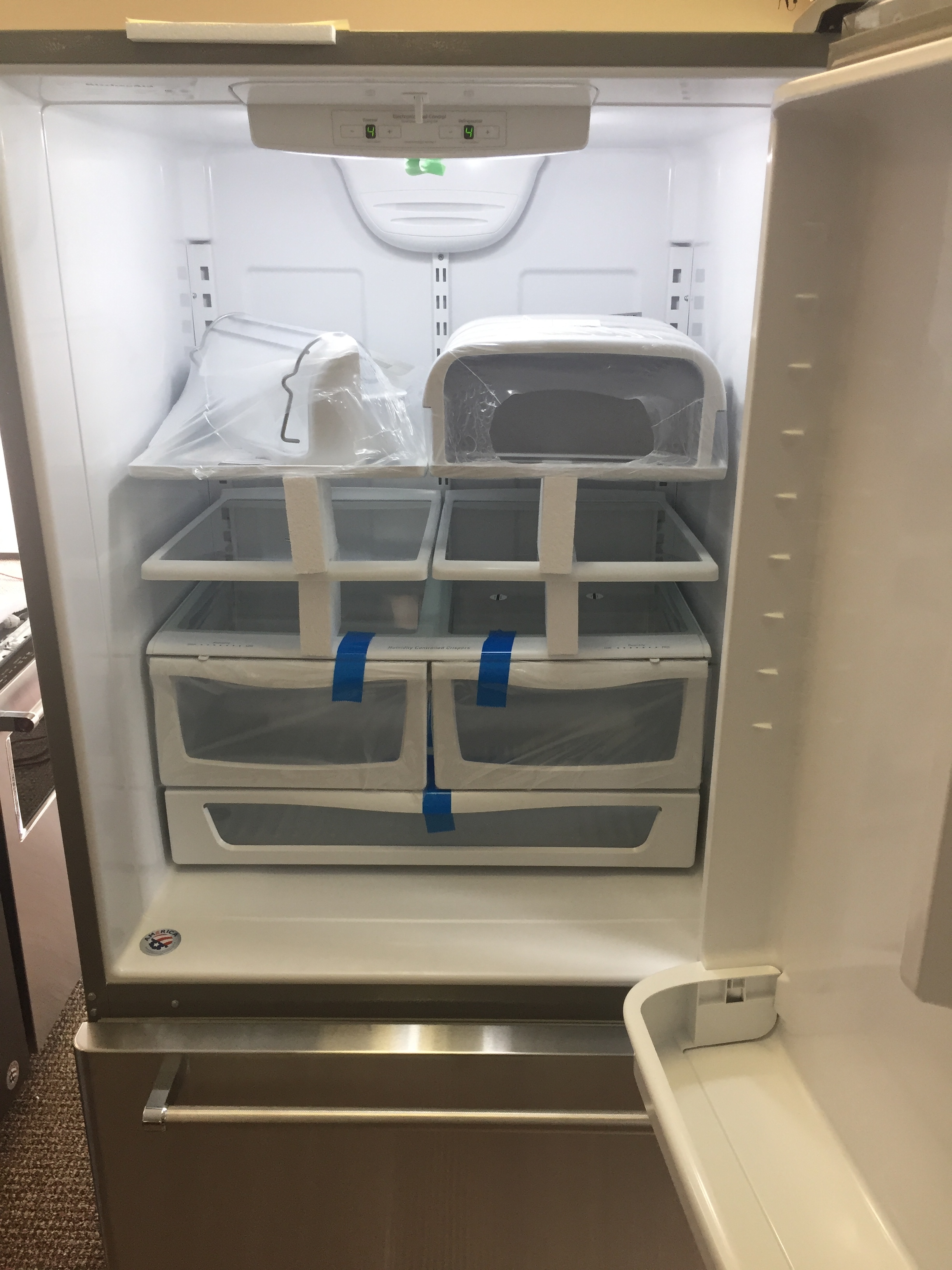 lot 2 image: NEW KITCHENAID 22.1 cu. ft. Bottom Freezer Refrigerator in Stainless Steel-- WITH MANUFACTURERS WARRANTY- MODEL#KRBR102ESS