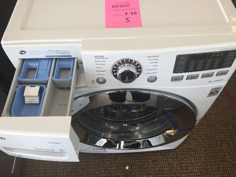 lot 5 image: NEW SCRATCH & DENT LG 4.5 cu. ft. High Efficiency Front Load Washer with Steam in White- MODEL#WM3670HWA