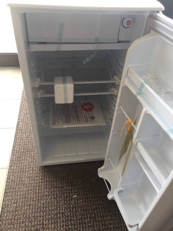 lot 11 image: NEW- ( In Box) - Danby 3.2 Cu Ft mini refrigerator (Stach) Model # (DCR032A2WDB)