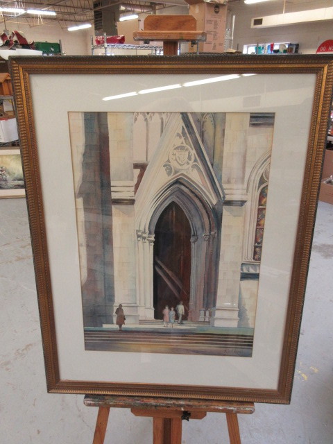 lot 712 image: WATERCOLOR BY ARTIST HOWARD KALLEN W AUTOGRAPH