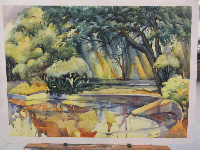 lot 724 image: LANDSCAPE WATERCOLOR BY ARTIST HOWARD KALLEN