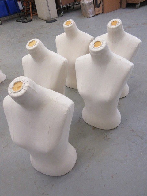 lot 727 image: MANNEQUINS, FABRIC COVERED, UPPER FEMALE TORSO