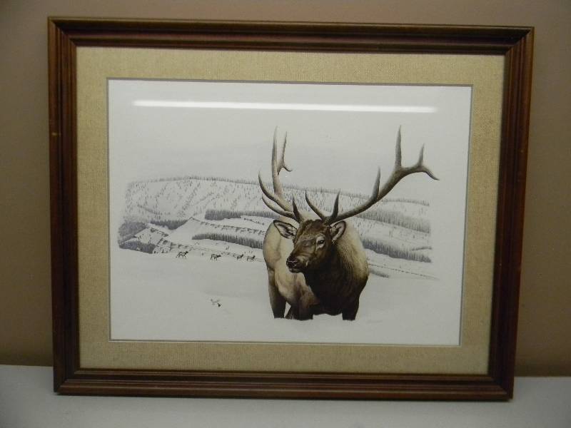 lot 12 image: ELK BY AL DORNISCH - SIGNED 96 OF 550 - PROFESSIONALLY FRAMED - APPROX 34 BY 28 - SEE PICTURES
