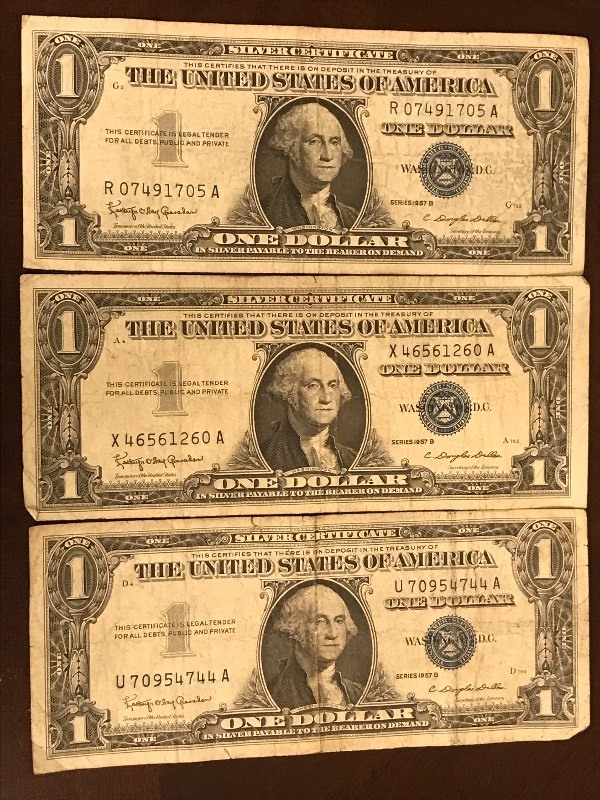 Lot Of (3) Series 1957-B U.S. $1 Si...