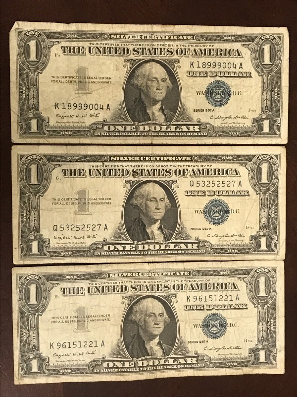 Lot Of (3) Series 1957-A U.S. $1 Si...