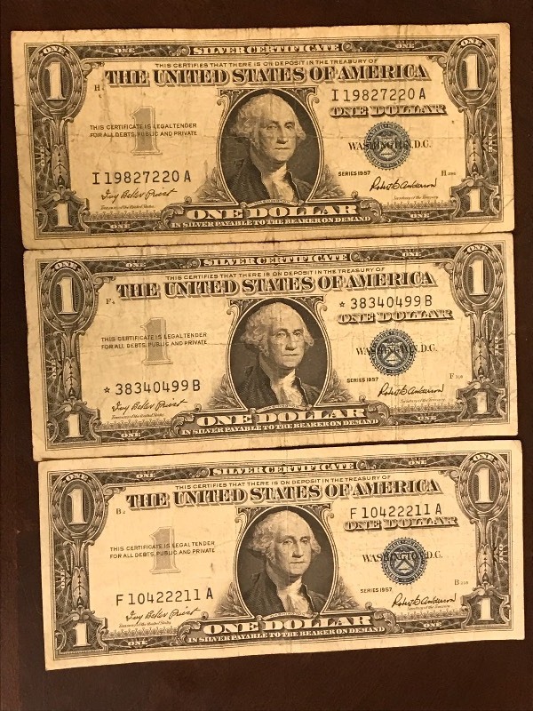 Lot Of (3) Series 1957 U.S. Silver ...