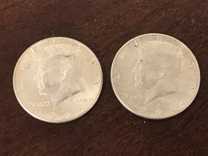 (2) 1964 Kennedy Silver Half Dollar...