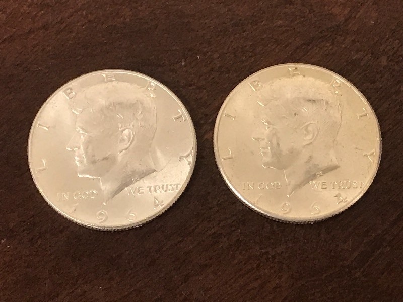 (2) 1964 Kennedy Silver Half Dollar...
