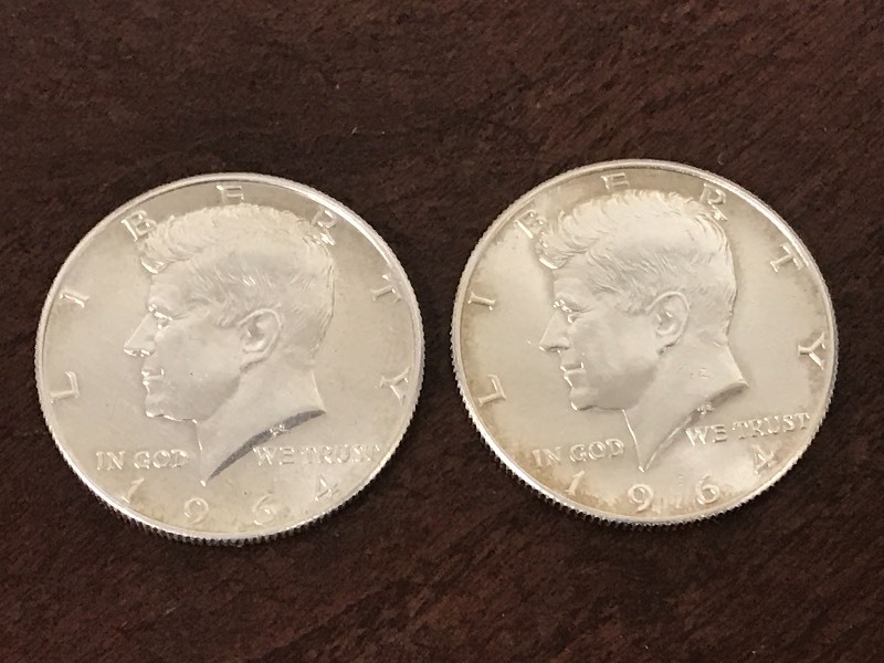 (2) 1964 Kennedy Silver Half Dollar...