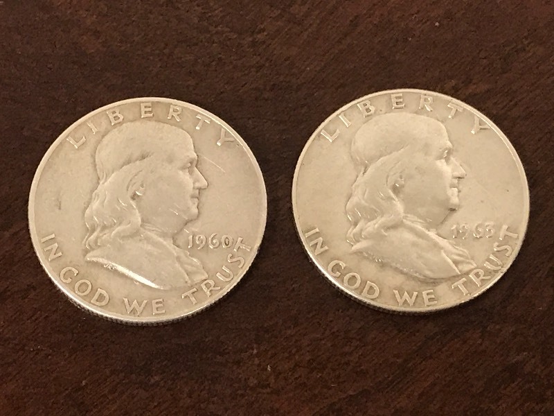 (2) Franklin Half Dollars 1960  1...