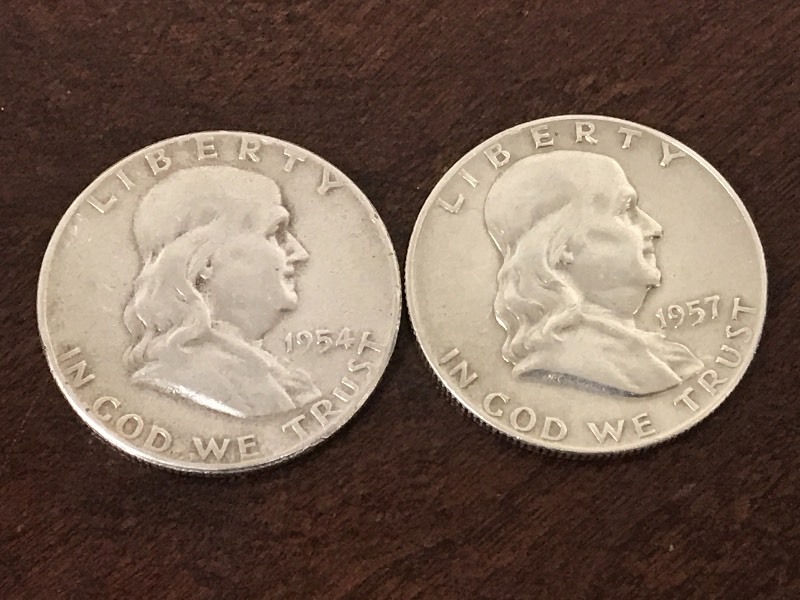 (2) Franklin Half Dollars 1954  1...