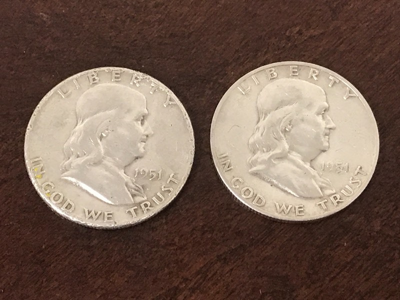 (2) Franklin Half Dollars 1951  1...