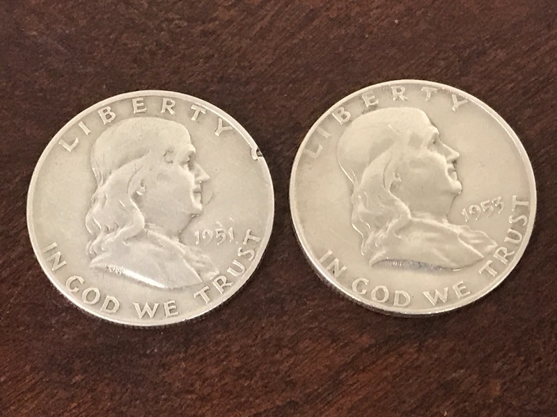 (2) Franklin Half Dollars 1951  1...