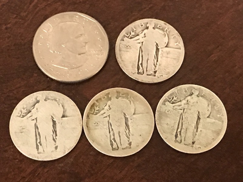 Lot Of (4) No-Date Standing Liberty...