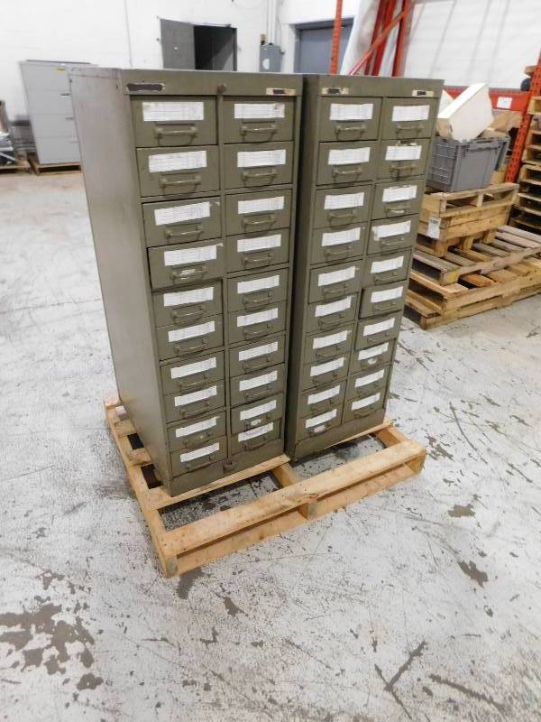 Two Metal Filing Cabinets - 18.5(w) x 51.5(h) x 27(d)