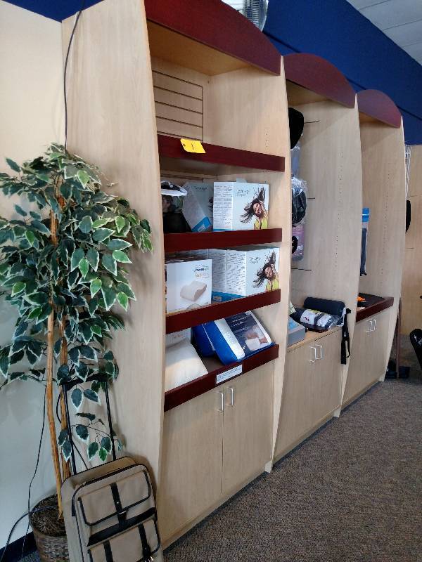 lot 1 image: (3) Sections Slat wall Display Shel...