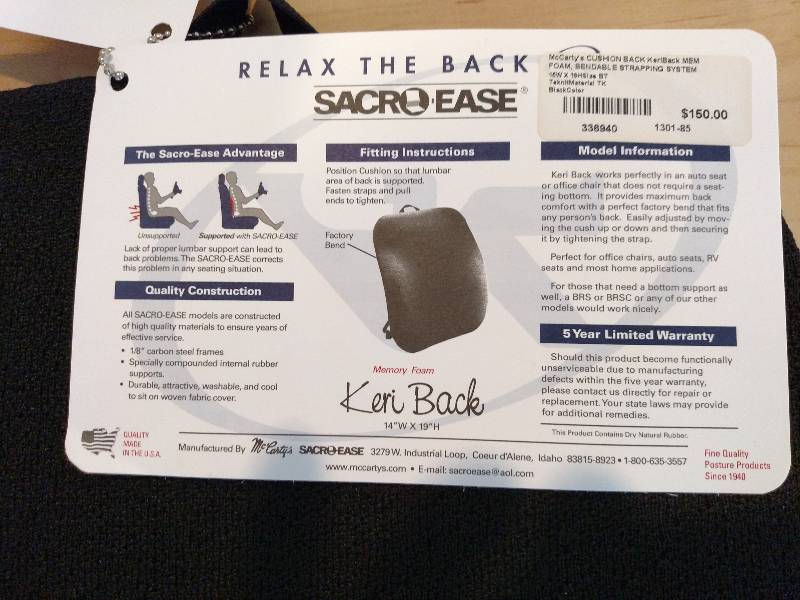 lot 310 image: Sacro-Ease Lumbar Cushion...