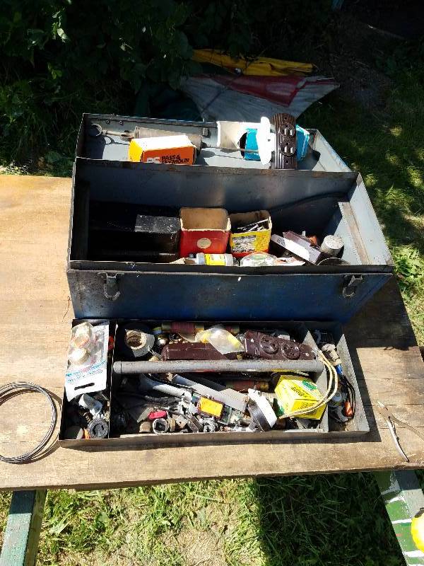 lot 89 image: Tool Box Full of Old Electrical Parts