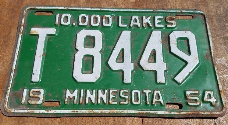lot 146 image: Minnesota License Plate 1954