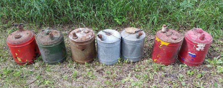 lot 158 image: Galvanized Gas Cans