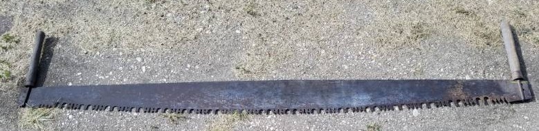 lot 214 image: Antique 2 person wood handle band Saw 6.5 inches long