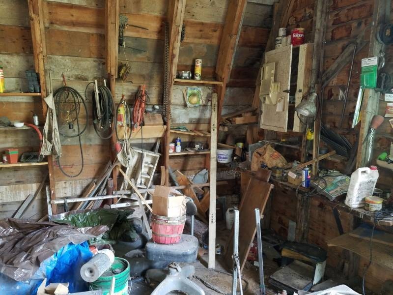 lot 269 image: Contents of NE Shed Many kinds of hardware tools home made air compressor