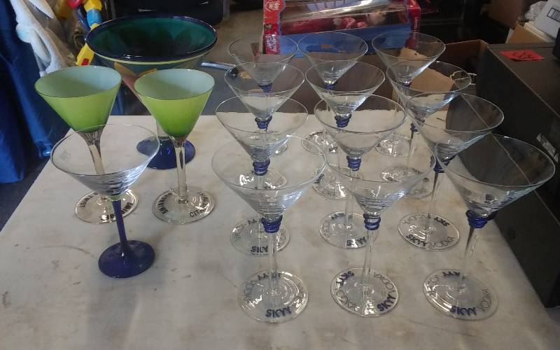 lot 45 image: Large Lot Of Assorted Skyy Vodka & Other Martini & Margarita  Glasses
