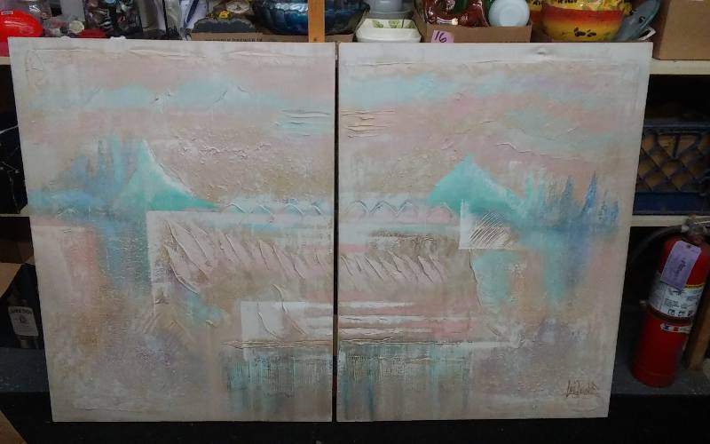 lot 8 image: 2-Canvas Paintings