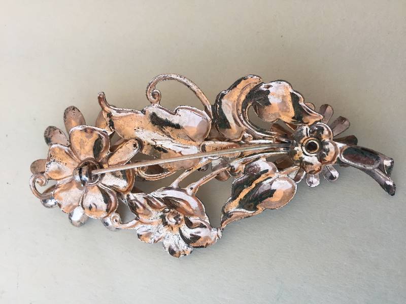 lot 68 image: Gold over Sterling Floral Brooch Pin