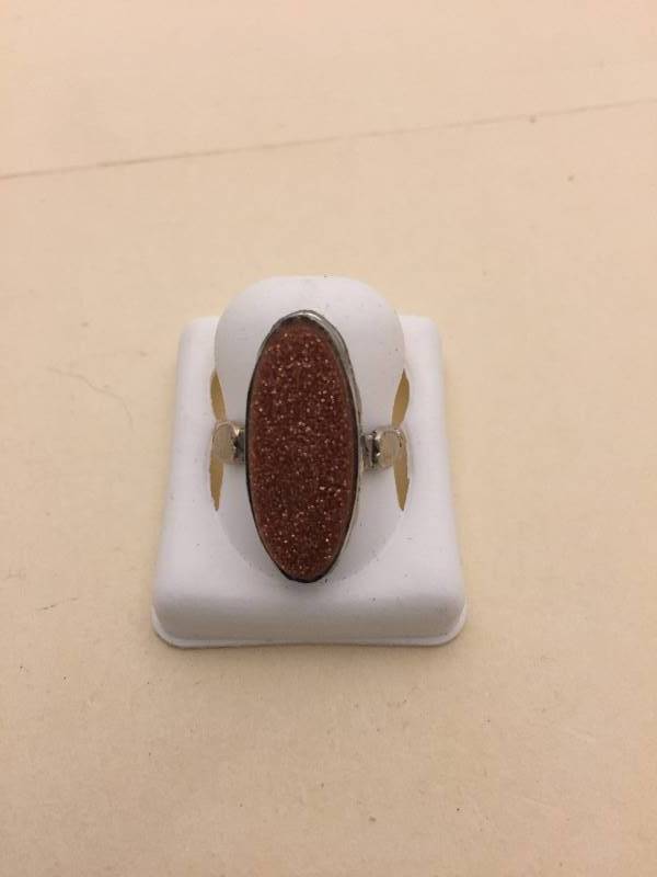 lot 76 image: Sterling Silver Ring Goldstone Copper Glitter Stone
