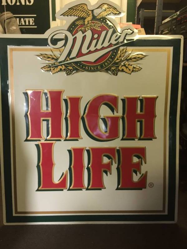 lot 28 image: Large Miller High Life Tin Sign