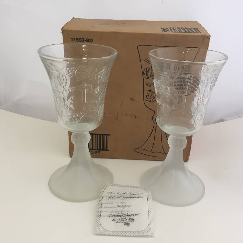 lot 115 image: Vintage Lords Supper Candleholders - Home Interiors